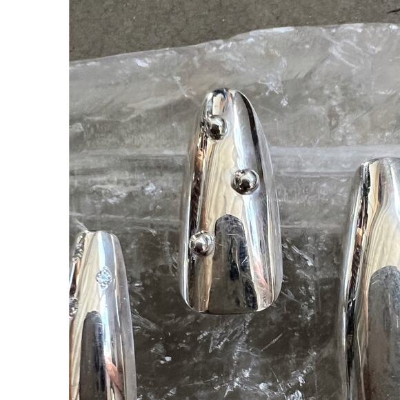 Custom Nail Design, Dots, Orbs, Sterling Silver Nails Art, Accessories, Press-On - Picture 2 of 3